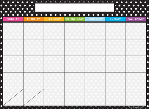 ASH95332 - Smart Poly PosterMat Pals Space Savers Black and White Dots Color Calendar