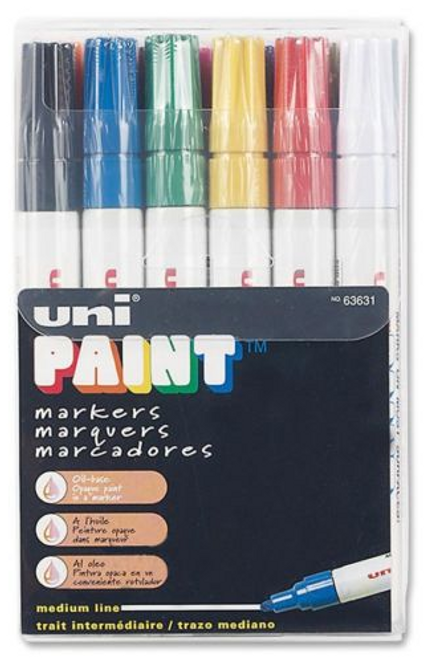 UBC63631 - Uni-Paint Marker, Oil-Based, Medium, Assorted Colors, 12 Markers