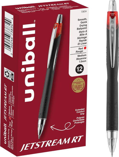 Uniball Jetstream RT Retractable Ballpoint Pen, Medium Point (1.0mm), Red