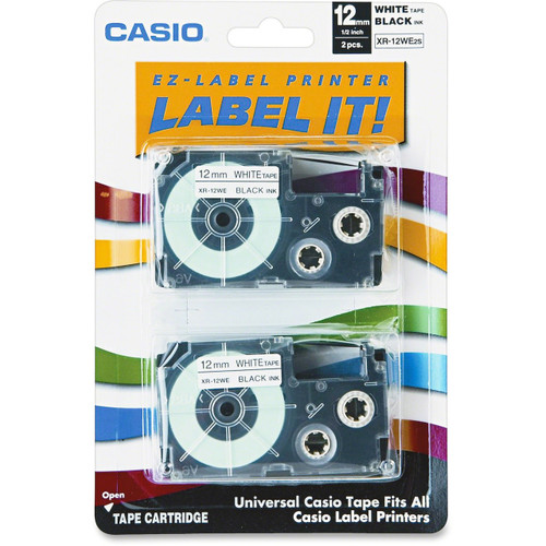 EZ-Label Tape, 1/2" (12mm), Black on White (2ct.)