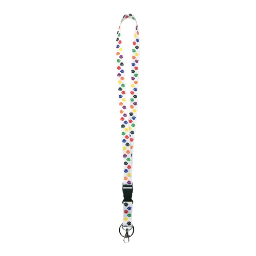 Colorful Paw Prints Lanyard
