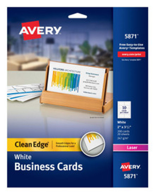 Clean Edge Business Cards, White, Laser (200ct.)