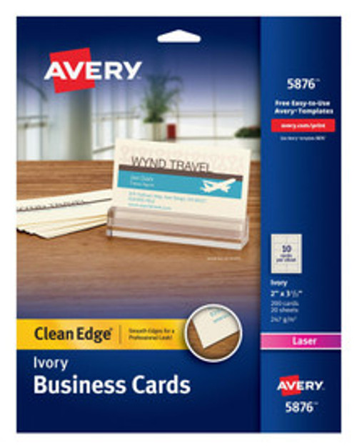 Ivory Clean Edge Business Cards, Laser (200ct.)