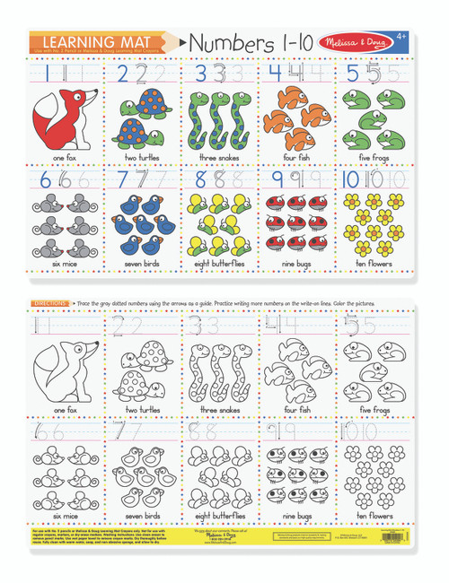 Melissa & Doug Numbers 1-10 Write-a-Mat Learning Mat