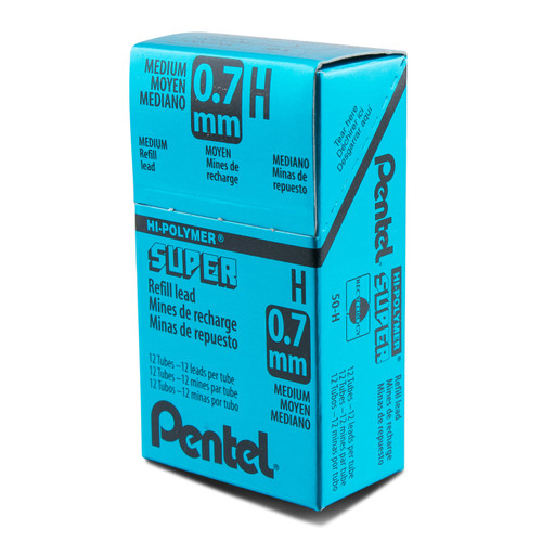 Pentel Super Hi-Polymer Lead Refills, Medium Point (0.7mm), H, 12 Count