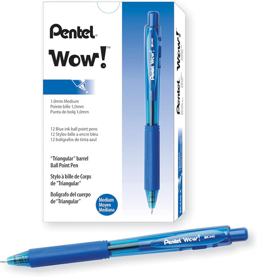 Pentel Wow! Retractable Ballpoint Pen, Medium Point (1.0mm), Blue