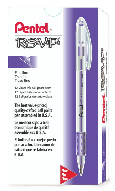Pentel R.S.V.P. Ballpoint Pen, Fine Point (0.7mm), Violet