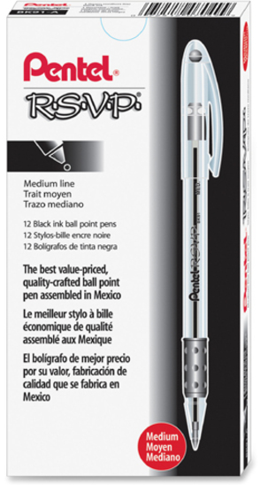 PENBK91A - Dozen Black R.S.V.P. Medium (1.0mm) Ballpoint Pen
