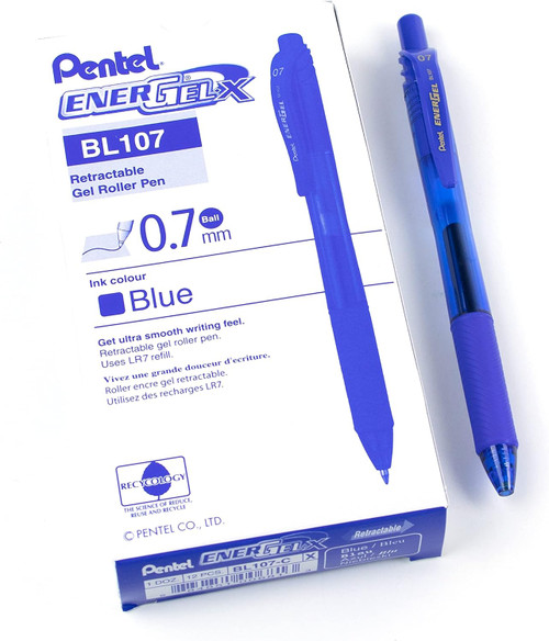 Pentel EnerGel-X Retractable Liquid Gel Pen, Medium Point (0.7mm), Blue
