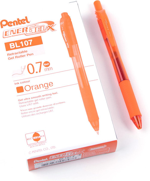 Pentel EnerGel-X Retractable Liquid Gel Pen, Medium Point (0.7mm), Orange