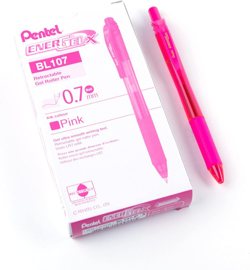 Pentel EnerGel-X Retractable Liquid Gel Pen, Medium Point (0.7mm), Pink