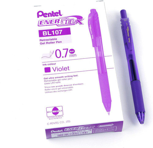 Pentel EnerGel-X Retractable Liquid Gel Pen, Medium Point (0.7mm), Violet