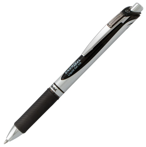 Pentel EnerGel RTX Retractable Liquid Gel Pen, Metal Tip, Medium Point (0.7mm), Black