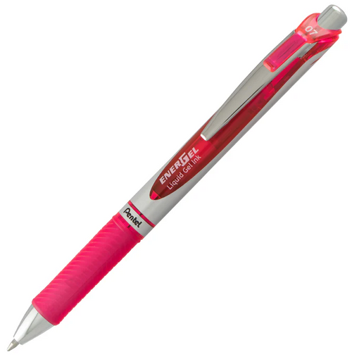 EnerGel RTX Liquid Gel Pen, Retractable, Metal Tip, Medium Point (0.7mm), Pink