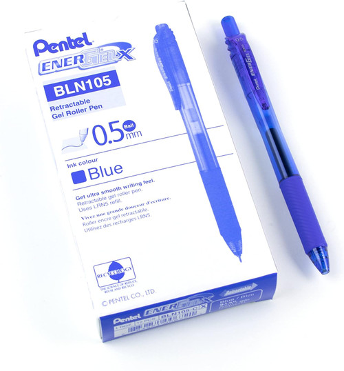 Pentel EnerGel-X Retractable Liquid Gel Pen, Fine Point (0.5mm), Blue