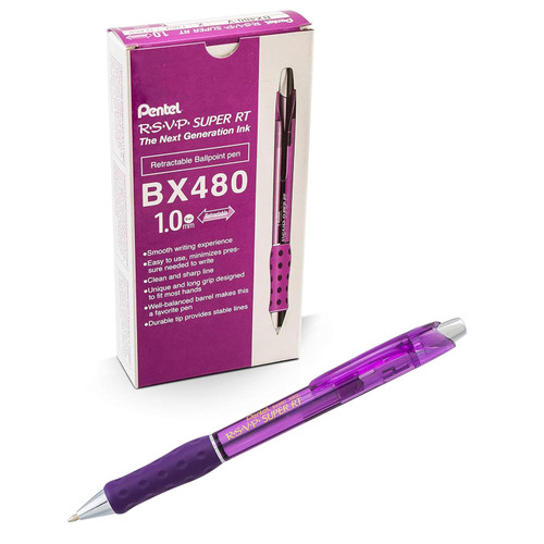 Pentel R.S.V.P. Super RT Retractable Ballpoint Pen, Medium Point (1.0mm), Violet
