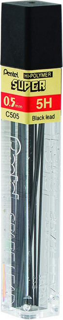 Super Hi-Polymer Lead Refill, Fine (0.5mm), 5H, 12 Leads