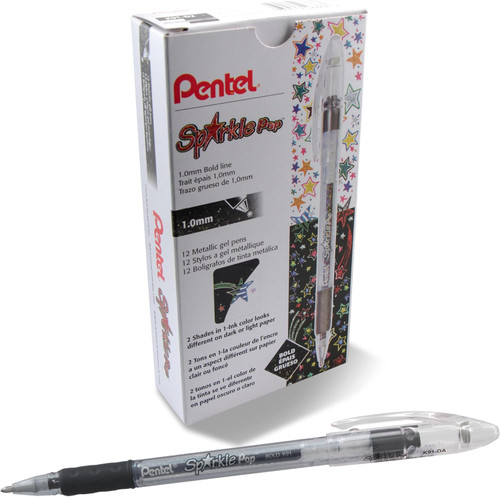 Pentel Sparkle Pop Metallic Gel Pen, Bold Point (1.0mm), Iridescent Black/Red