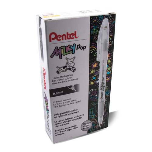 Pentel Milky Pop Pastel Gel Pen, Medium Point (0.8mm), Pastel Orange, 12 Count