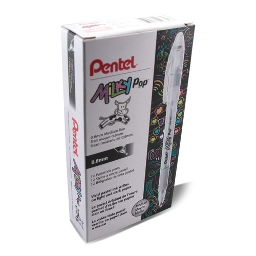 Pentel Milky Pop Pastel Gel Pen, Medium Point (0.8mm), Pastel Pink, 12 Count