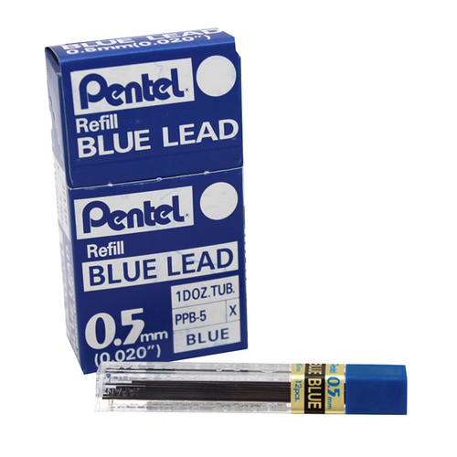 Pentel Color Lead Refill, Fine Point (0.5mm), Blue, 12 Leads
