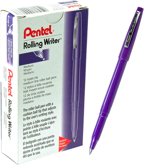 Pentel Rolling Writer Rollerball Pen, 0.8mm, Violet