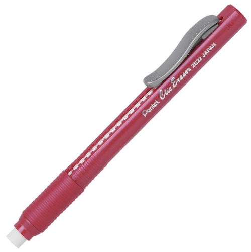 PENZE22B - Retractable Clic Eraser Grip Red Barrel