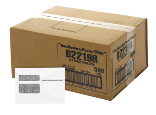 Tops Double Window Tax Form Envelope, Continuous W-2