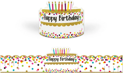 Confetti Happy Birthday Crowns, 30 Count