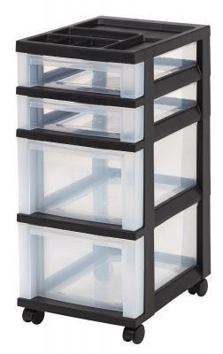 Iris 4 Drawer Mobile Storage - Black/Clear
