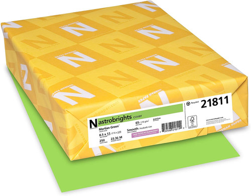 Astrobrights Color Cardstock - 8 1/2 x 11,  65 lb Smooth - 250 Sheets, Martian Green