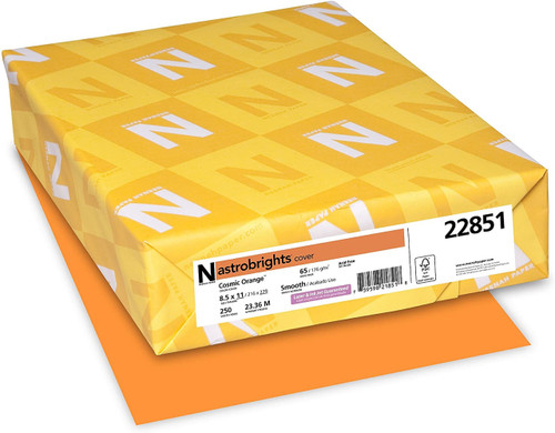 Astrobrights Color Cardstock - 8 1/2 x 11,  65 lb Smooth - 250 Sheets, Cosmic Orange