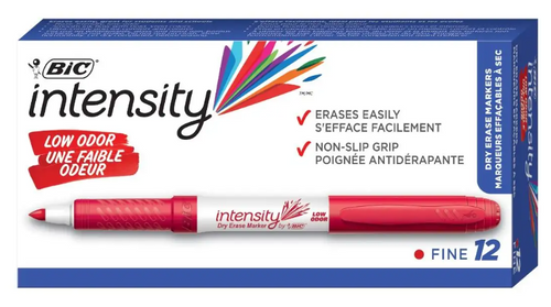 BICGDE11RED - Intensity Dry Erase Marker, Fine Tip, Red Box of 12 Markers