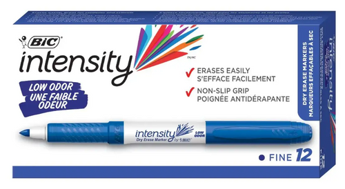 BICGDE11BE - Intensity Dry Erase Marker, Fine Tip, Blue Box of 12 Markers