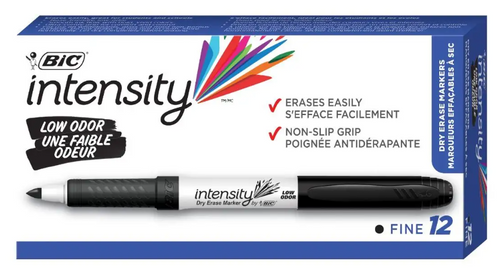 BICGDE11BK - Intensity Dry Erase Marker, Fine Tip, Black Box of 12 Markers