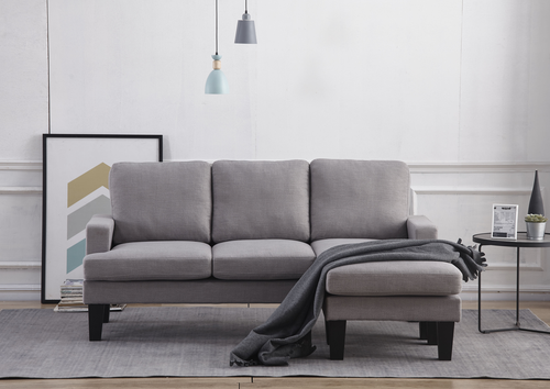 8162 LIGHT GRAY Fabric Basic Sectional Sofa