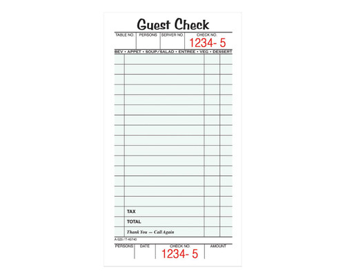 Guest Check, 1-part, 5/PK