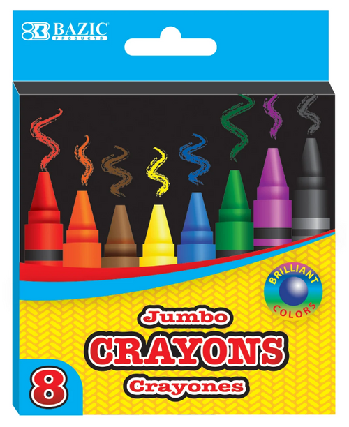 Premium Jumbo Crayons, 8 Colors