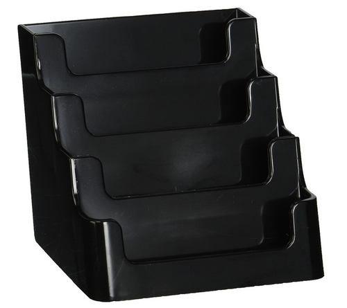 Business Card Holder, 4-Compartment, Recycled, Black