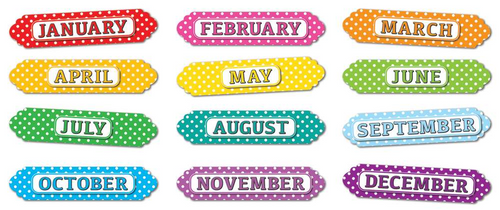 Magnetic Die-Cut Labels, Color Dots Months of the Year