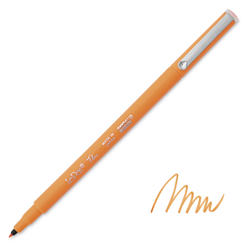 Uchida Le Pen Flex Marker Pen, Brush Tip, Fluorescent Orange