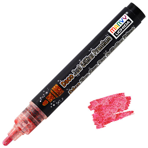 Uchida DecoFabric Just Glitter Premium Fabric Marker, Glitter Red
