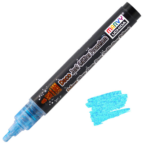Uchida DecoFabric Just Glitter Premium Fabric Marker, Glitter Blue