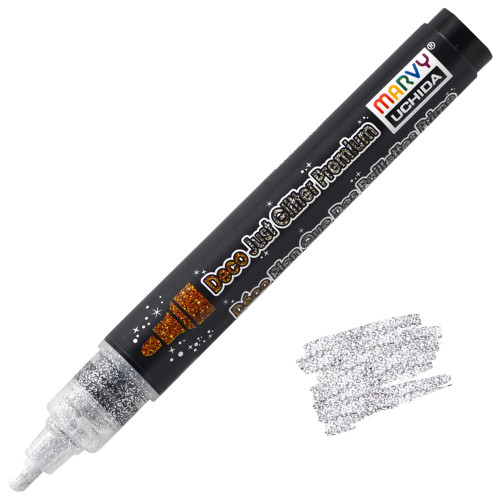 Uchida DecoFabric Just Glitter Premium Fabric Marker, Glitter Silver