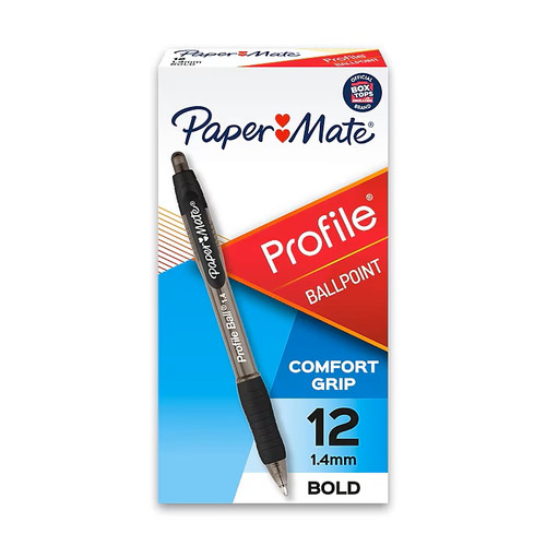 Paper Mate Profile Ballpoint Pen, Retractable, Bold Point (1.4mm), Black