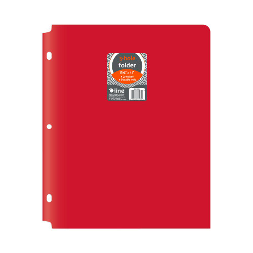 C-line Two-Pocket Heavyweight Poly Portfolio with Three-Hole Punch, 8-1/2" x 11", Red