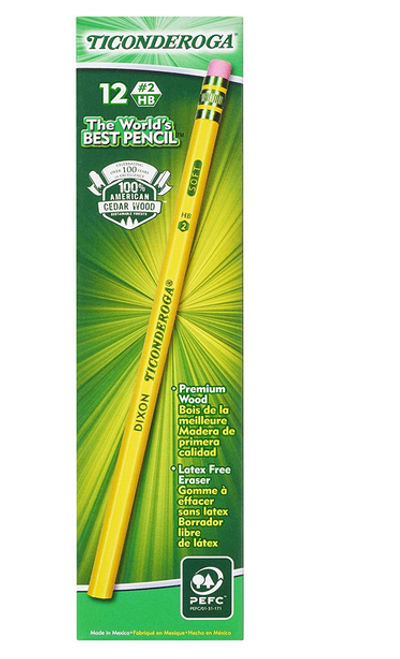 Ticonderoga Pencils, HB #2, Black Lead, Yellow Barrel, Dozen