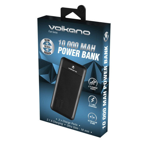 Volkano Fuel Series, Lithium Polymer 10,000 mAh Power Bank, Portable Charger