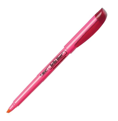 Bic Brite Liner Highlighter, Chisel Tip, Fluorescent Pink
