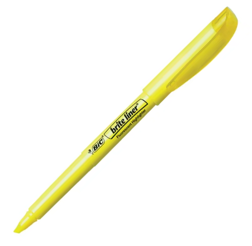 Bic Brite Liner Highlighter, Chisel Tip, Fluorescent Yellow